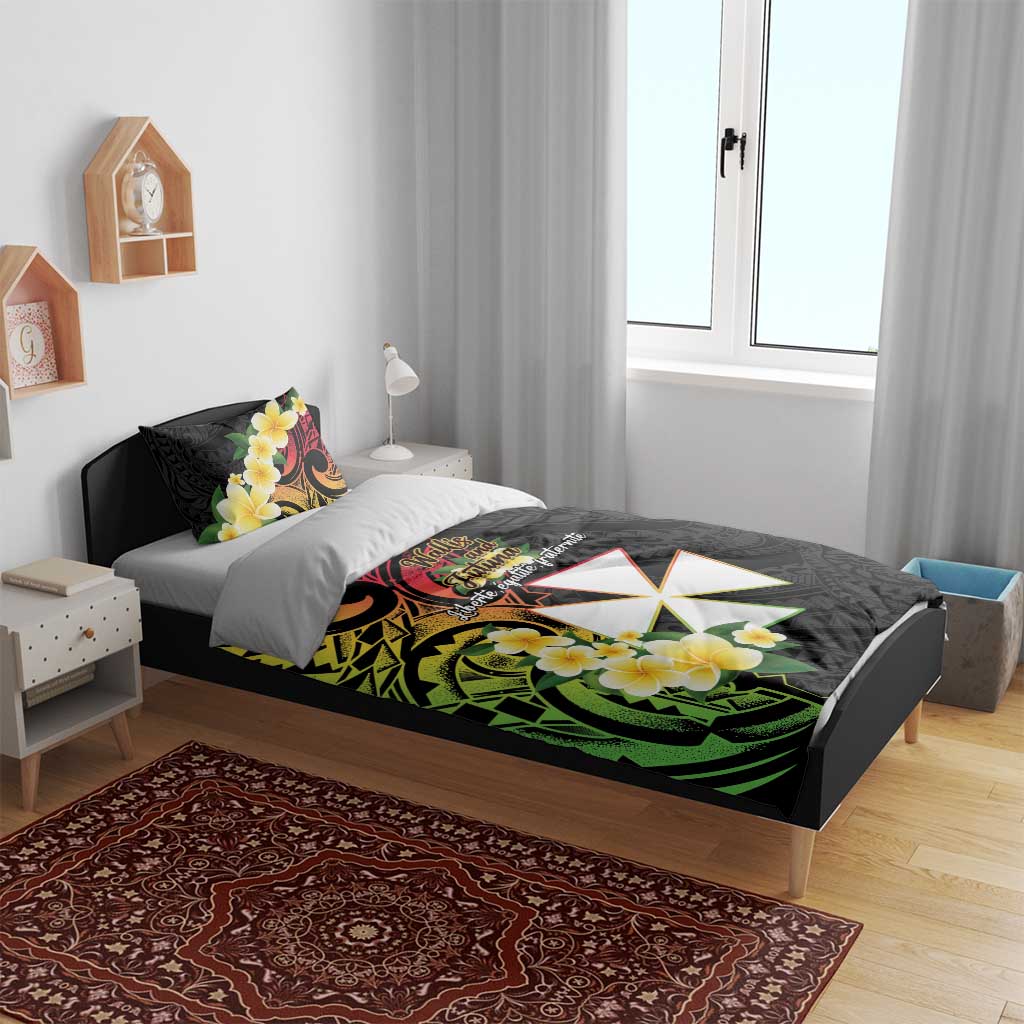 Wallis and Futuna Victory Day Bedding Set Liberty Equality Fraternity Polynesian Plumeria LT14 - Polynesian Pride
