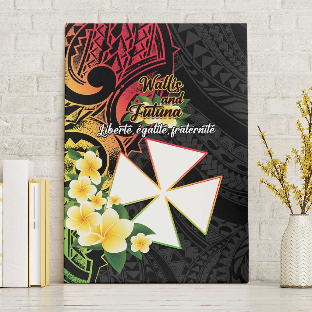 Wallis and Futuna Victory Day Canvas Wall Art Liberty Equality Fraternity Polynesian Plumeria LT14 Without Frame Black - Polynesian Pride