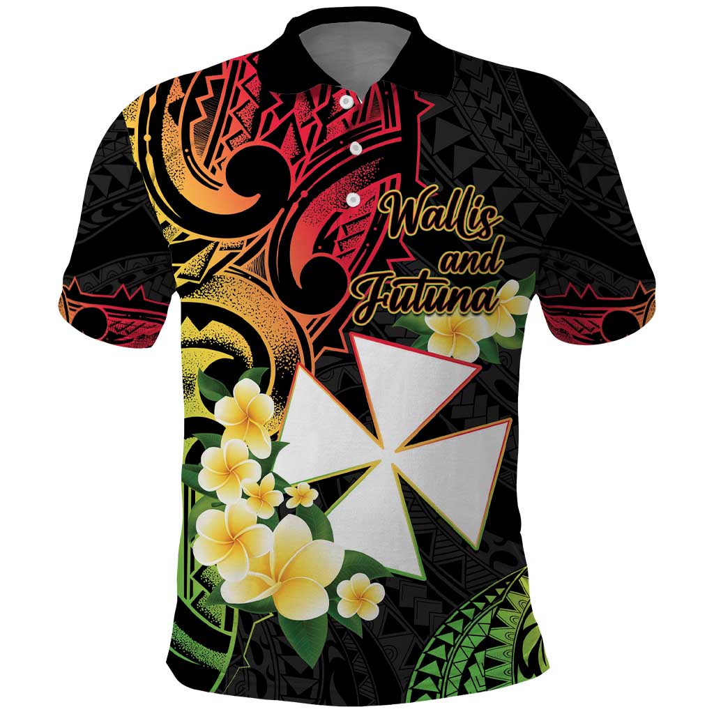 Wallis and Futuna Victory Day Polo Shirt Liberty Equality Fraternity Polynesian Plumeria LT14 Black - Polynesian Pride