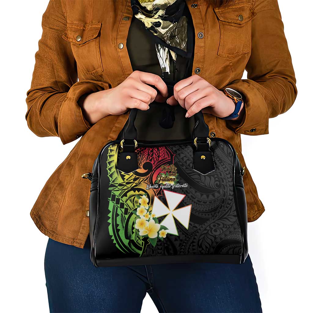 Wallis and Futuna Victory Day Shoulder Handbag Liberty Equality Fraternity Polynesian Plumeria LT14 - Polynesian Pride