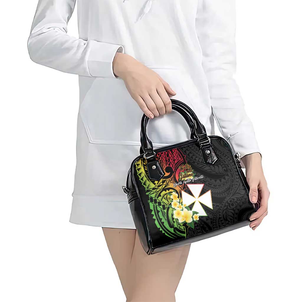 Wallis and Futuna Victory Day Shoulder Handbag Liberty Equality Fraternity Polynesian Plumeria LT14 - Polynesian Pride