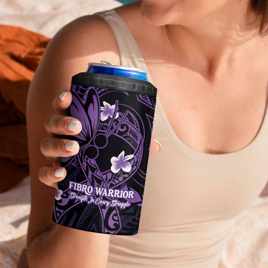 Personalised Fibromyalgia Awareness Month 4 in 1 Can Cooler Tumbler Fibro Warrior Strength In Every Struggle LT14 - Polynesian Pride