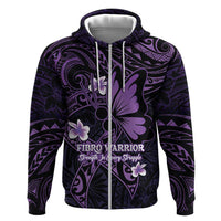Personalised Fibromyalgia Awareness Month Hoodie Fibro Warrior Strength In Every Struggle LT14 Zip Hoodie Purple - Polynesian Pride