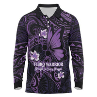 Personalised Fibromyalgia Awareness Month Long Sleeve Polo Shirt Fibro Warrior Strength In Every Struggle LT14 Purple - Polynesian Pride