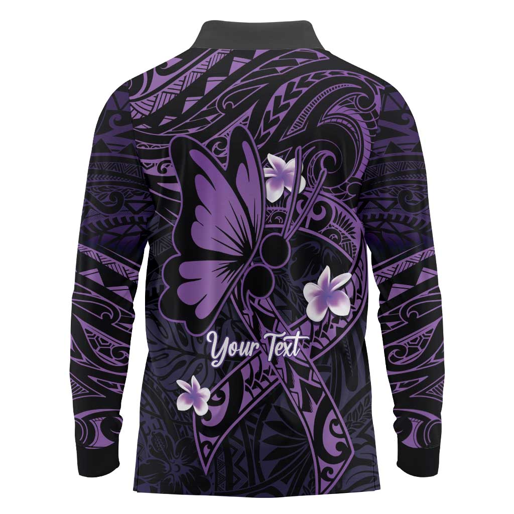 Personalised Fibromyalgia Awareness Month Long Sleeve Polo Shirt Fibro Warrior Strength In Every Struggle LT14 - Polynesian Pride