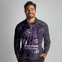 Personalised Fibromyalgia Awareness Month Long Sleeve Polo Shirt Fibro Warrior Strength In Every Struggle LT14 - Polynesian Pride