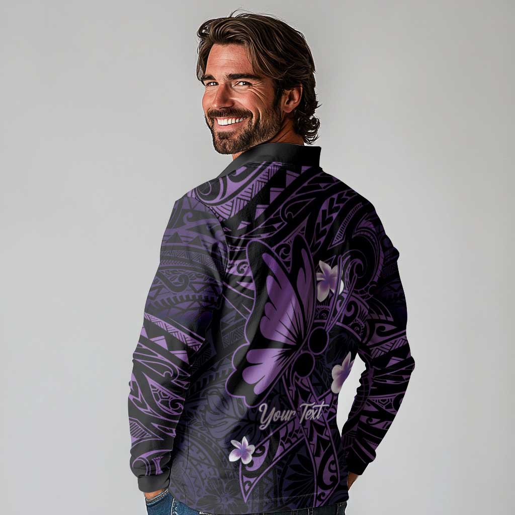 Personalised Fibromyalgia Awareness Month Long Sleeve Polo Shirt Fibro Warrior Strength In Every Struggle LT14 - Polynesian Pride
