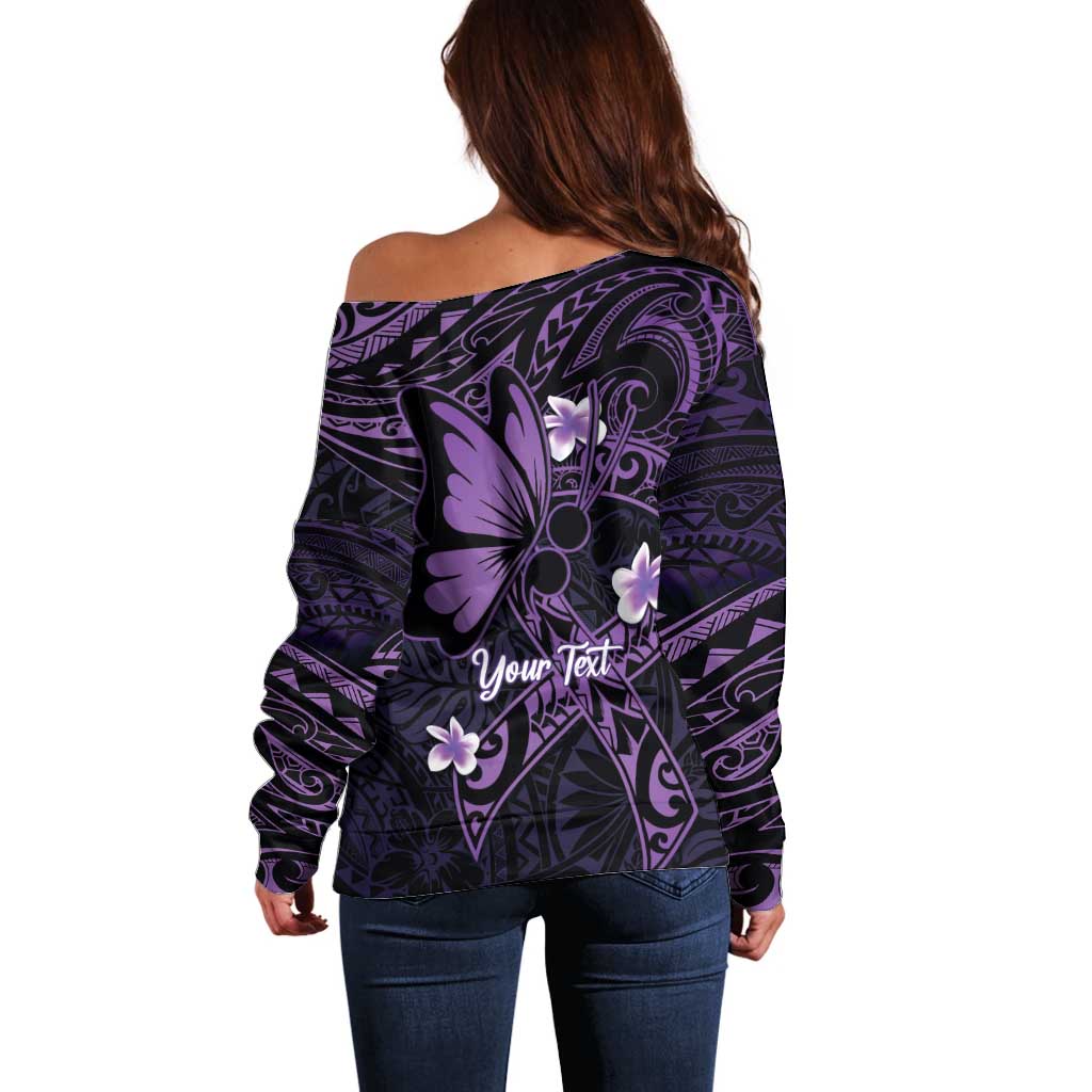 Personalised Fibromyalgia Awareness Month Off Shoulder Sweater Fibro Warrior Strength In Every Struggle LT14 - Polynesian Pride