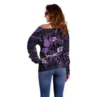 Personalised Fibromyalgia Awareness Month Off Shoulder Sweater Fibro Warrior Strength In Every Struggle LT14 - Polynesian Pride