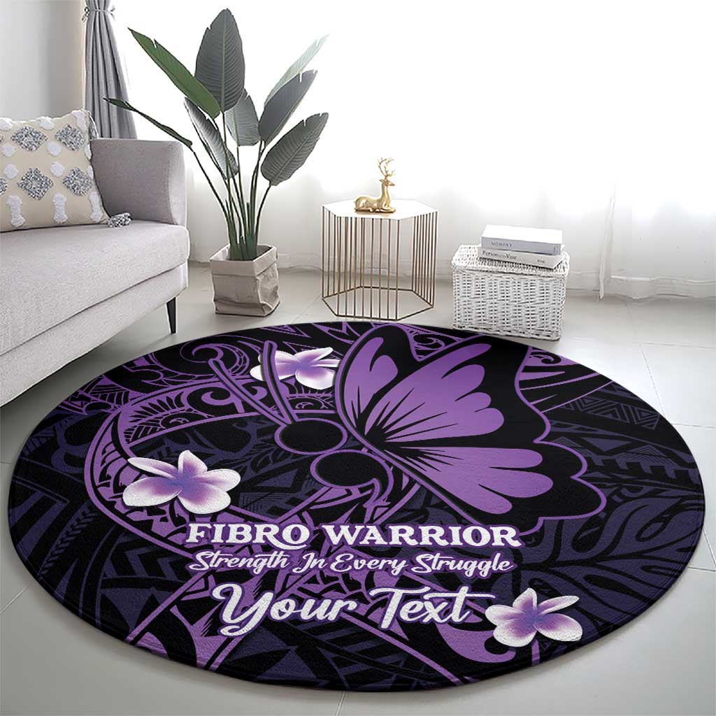 Personalised Fibromyalgia Awareness Month Round Carpet Fibro Warrior Strength In Every Struggle LT14 - Polynesian Pride