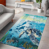 Personalized Snorkeling Hawaii Area Rug Ocean Lover Hawaiian Kakau Honu Turtle LT14 - Polynesian Pride