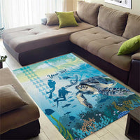 Personalized Snorkeling Hawaii Area Rug Ocean Lover Hawaiian Kakau Honu Turtle LT14 - Polynesian Pride