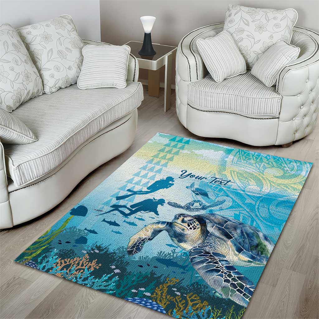 Personalized Snorkeling Hawaii Area Rug Ocean Lover Hawaiian Kakau Honu Turtle LT14 - Polynesian Pride