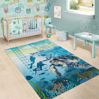 Personalized Snorkeling Hawaii Area Rug Ocean Lover Hawaiian Kakau Honu Turtle LT14 - Polynesian Pride