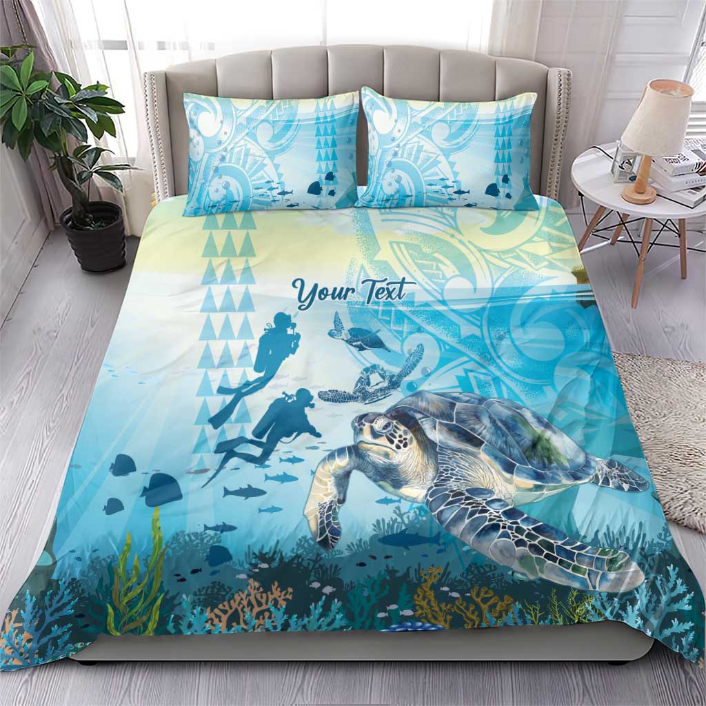 Personalized Snorkeling Hawaii Bedding Set Ocean Lover Hawaiian Kakau Honu Turtle LT14 - Polynesian Pride