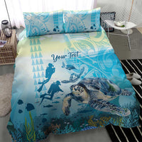 Personalized Snorkeling Hawaii Bedding Set Ocean Lover Hawaiian Kakau Honu Turtle LT14 - Polynesian Pride