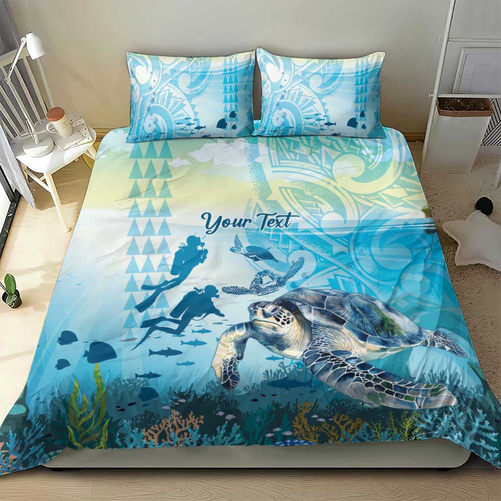 Personalized Snorkeling Hawaii Bedding Set Ocean Lover Hawaiian Kakau Honu Turtle LT14 - Polynesian Pride