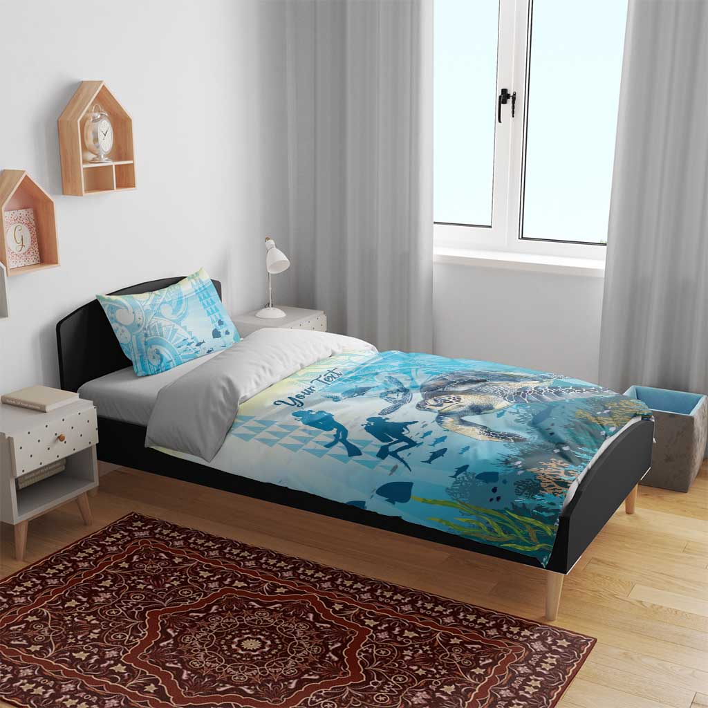 Personalized Snorkeling Hawaii Bedding Set Ocean Lover Hawaiian Kakau Honu Turtle LT14 - Polynesian Pride