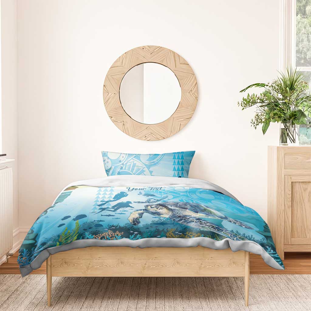 Personalized Snorkeling Hawaii Bedding Set Ocean Lover Hawaiian Kakau Honu Turtle LT14 - Polynesian Pride