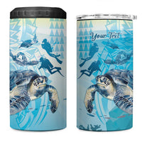 Personalized Snorkeling Hawaii 4 in 1 Can Cooler Tumbler Ocean Lover Hawaiian Kakau Honu Turtle LT14 One Size: 16 oz Cyan - Polynesian Pride