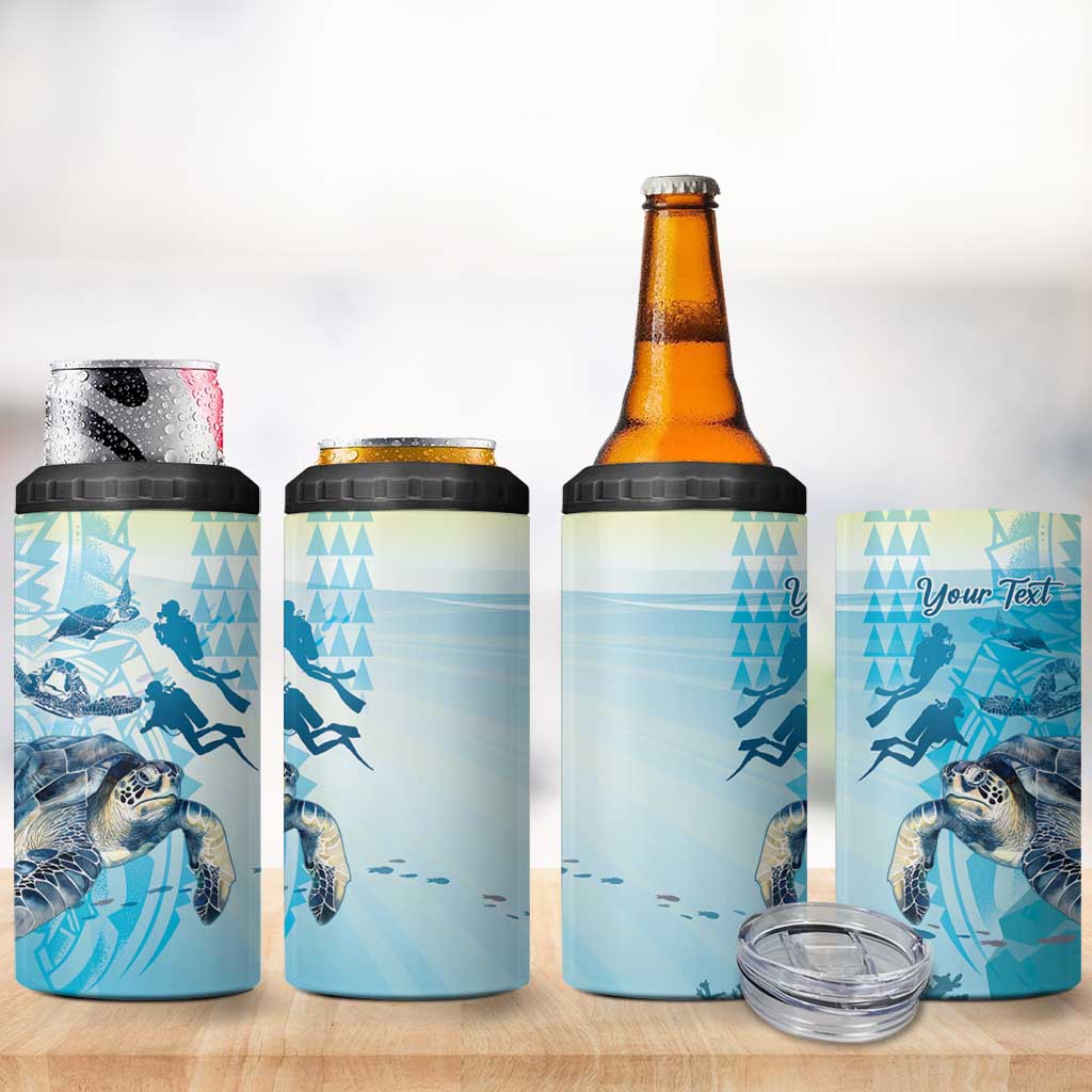 Personalized Snorkeling Hawaii 4 in 1 Can Cooler Tumbler Ocean Lover Hawaiian Kakau Honu Turtle LT14 - Polynesian Pride
