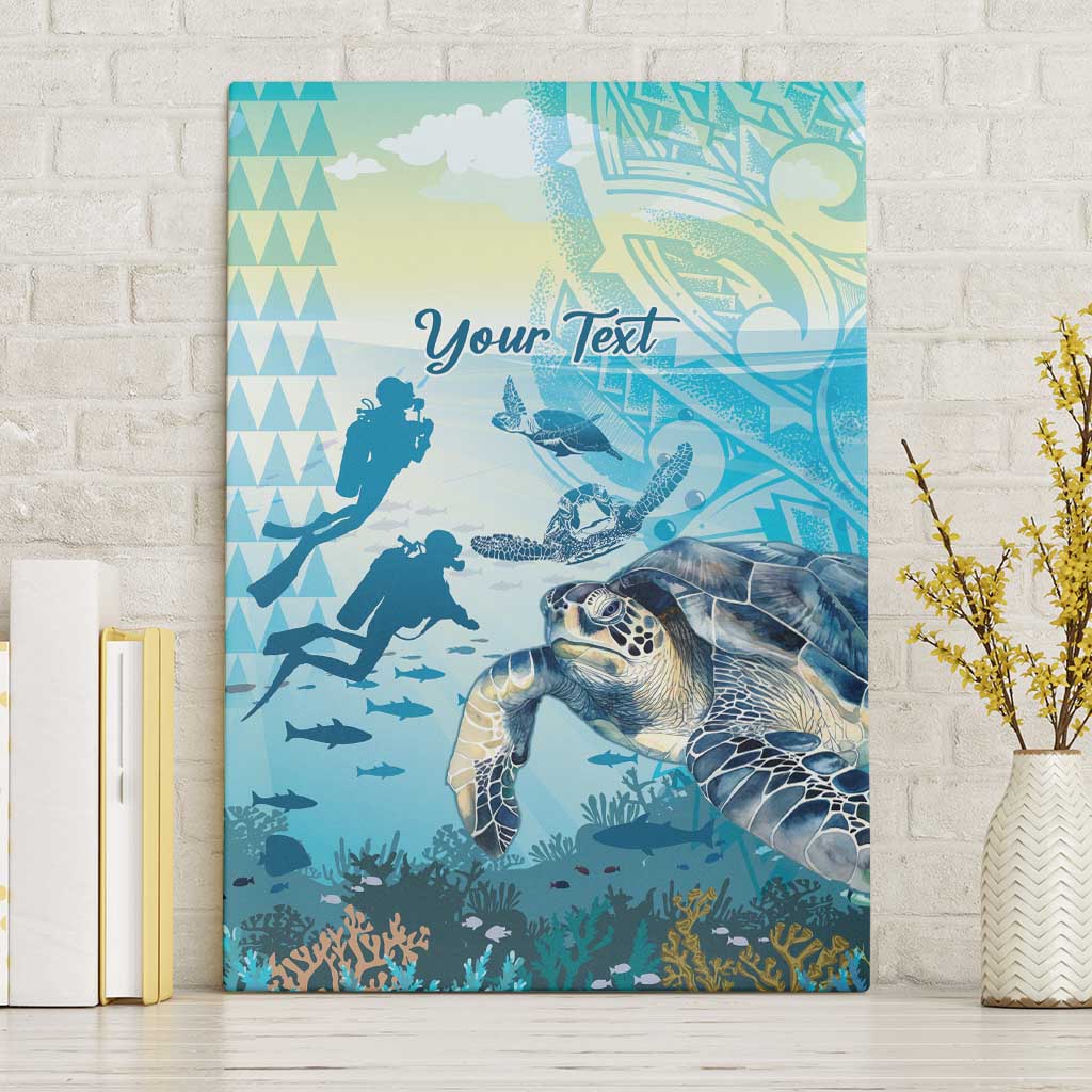 Personalized Snorkeling Hawaii Canvas Wall Art Ocean Lover Hawaiian Kakau Honu Turtle LT14 Without Frame Cyan - Polynesian Pride