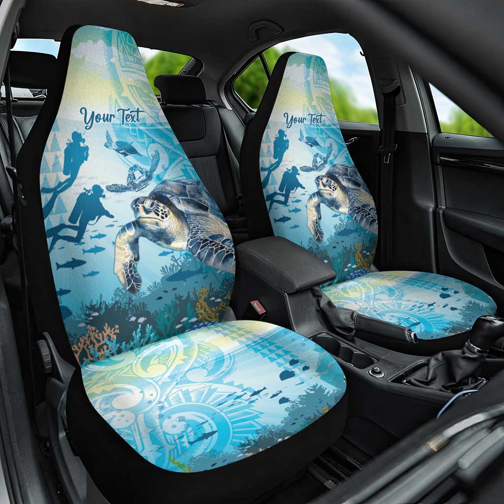 Personalized Snorkeling Hawaii Car Seat Cover Ocean Lover Hawaiian Kakau Honu Turtle LT14 One Size Cyan - Polynesian Pride