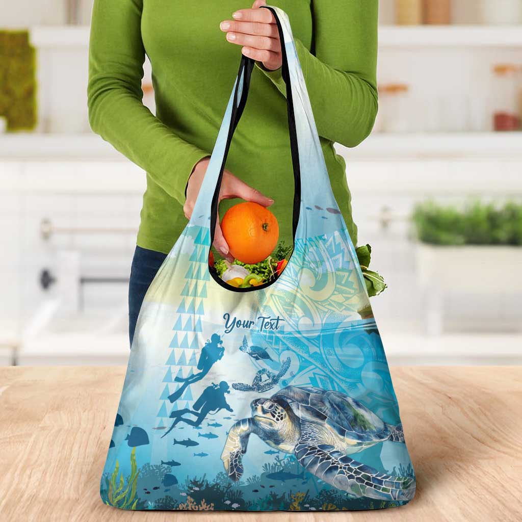 Personalized Snorkeling Hawaii Grocery Bag Ocean Lover Hawaiian Kakau Honu Turtle LT14 - Polynesian Pride
