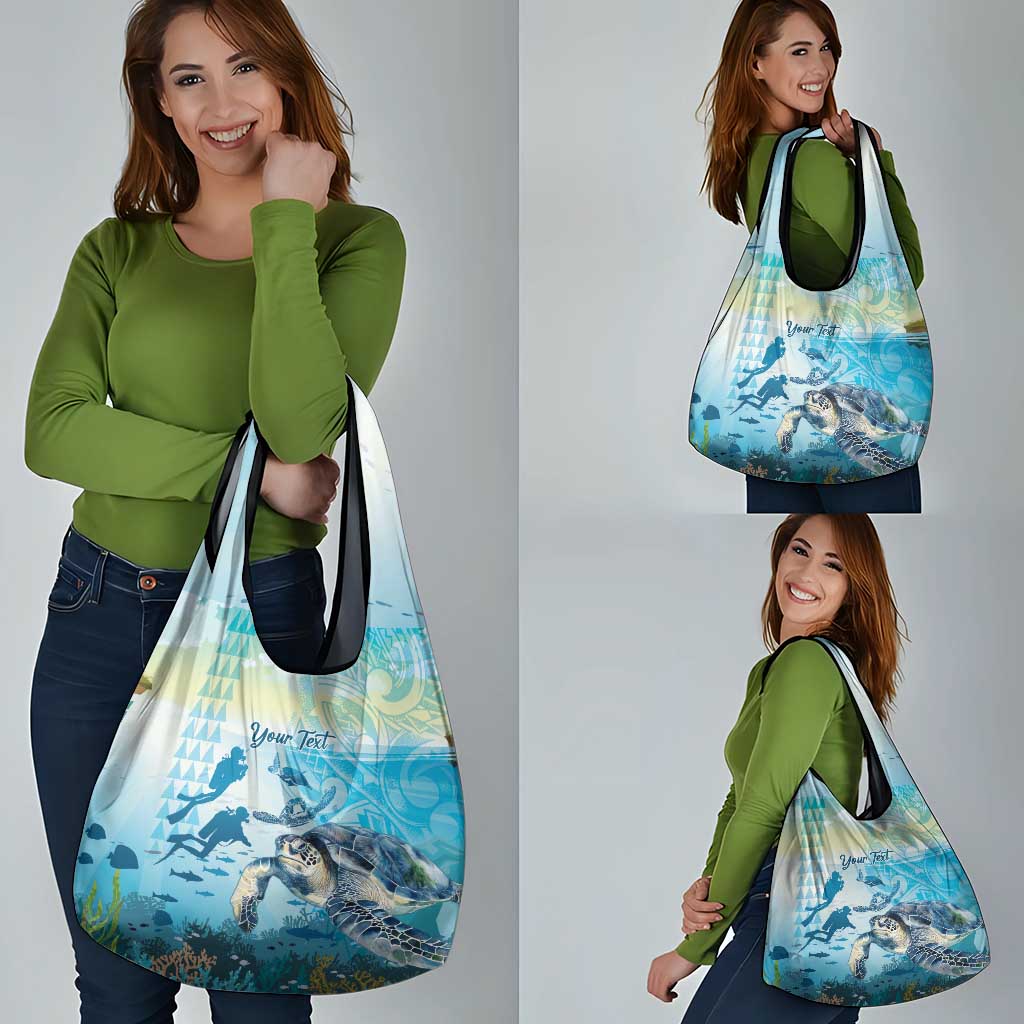 Personalized Snorkeling Hawaii Grocery Bag Ocean Lover Hawaiian Kakau Honu Turtle LT14 - Polynesian Pride