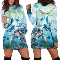 Personalized Snorkeling Hawaii Hoodie Dress Ocean Lover Hawaiian Kakau Honu Turtle LT14 - Polynesian Pride