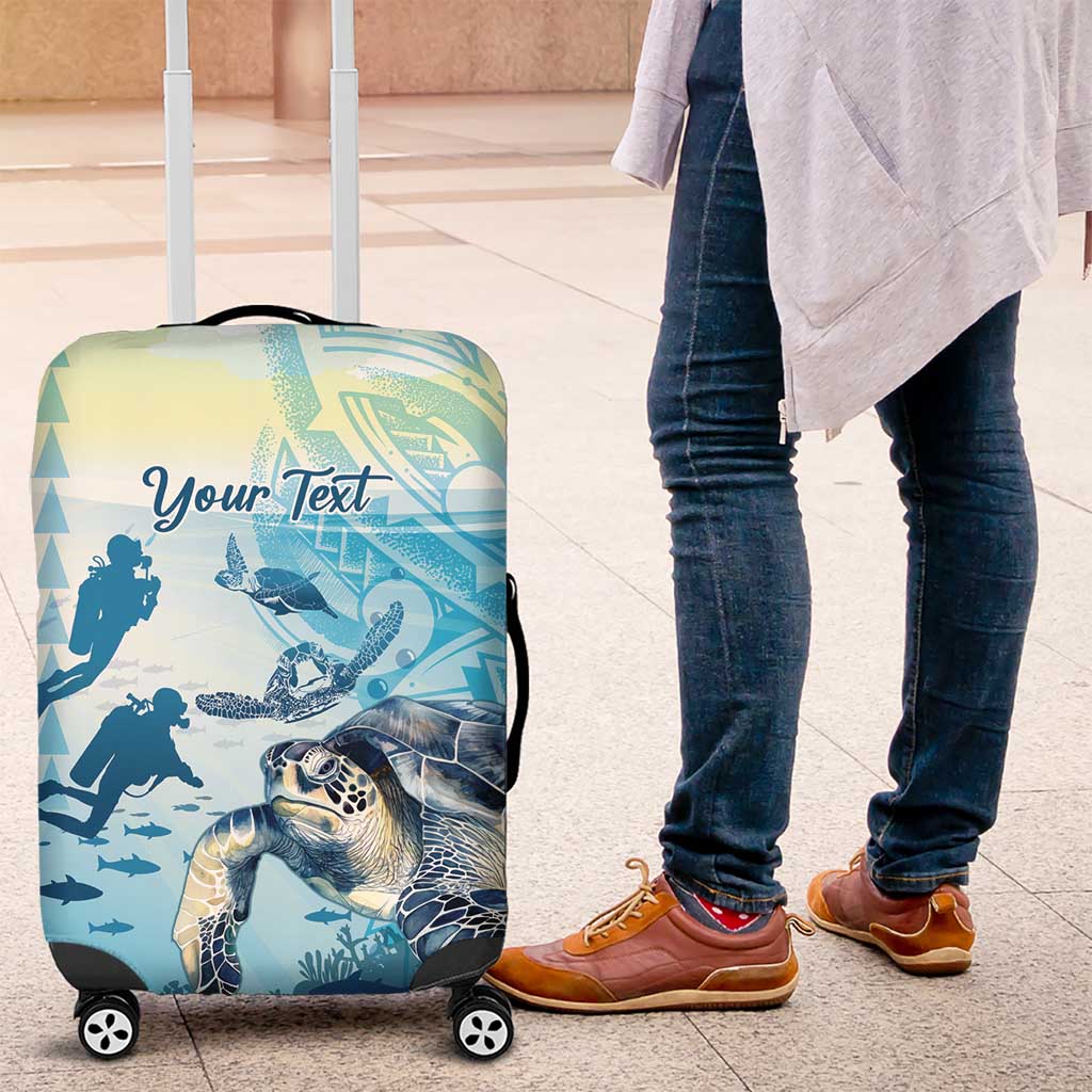 Personalized Snorkeling Hawaii Luggage Cover Ocean Lover Hawaiian Kakau Honu Turtle LT14 Cyan - Polynesian Pride