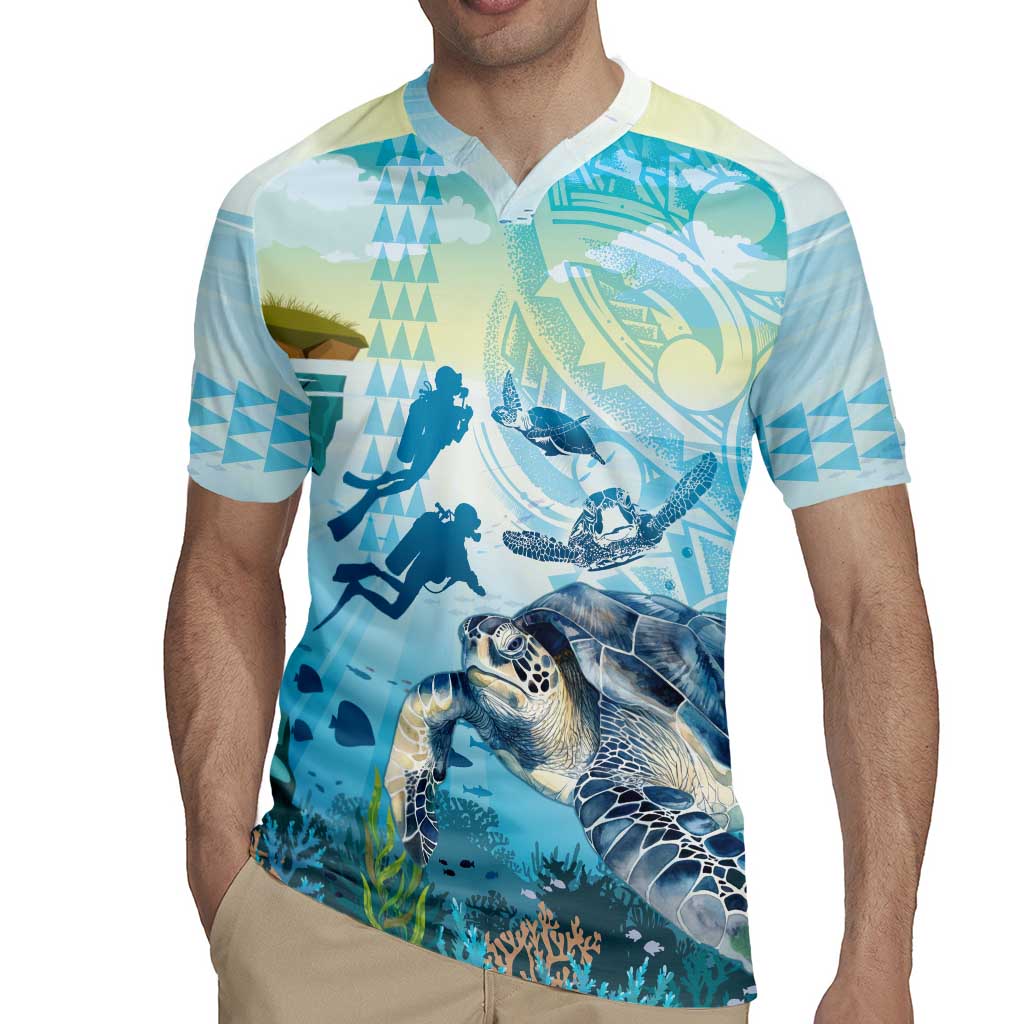 Personalized Snorkeling Hawaii Rugby Jersey Ocean Lover Hawaiian Kakau Honu Turtle LT14 - Polynesian Pride