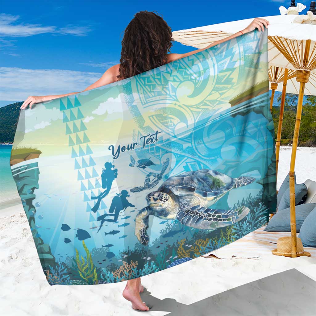 Personalized Snorkeling Hawaii Sarong Ocean Lover Hawaiian Kakau Honu Turtle LT14 One Size 44 x 66 inches Cyan - Polynesian Pride