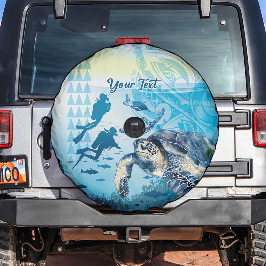 Personalized Snorkeling Hawaii Spare Tire Cover Ocean Lover Hawaiian Kakau Honu Turtle LT14 Cyan - Polynesian Pride