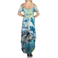 Personalized Snorkeling Hawaii Summer Maxi Dress Ocean Lover Hawaiian Kakau Honu Turtle LT14 - Polynesian Pride