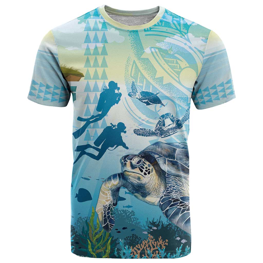 Personalized Snorkeling Hawaii T Shirt Ocean Lover Hawaiian Kakau Honu Turtle LT14 Cyan - Polynesian Pride