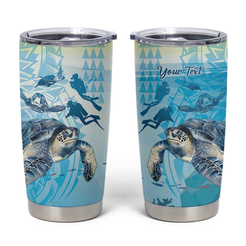 Personalized Snorkeling Hawaii Tumbler Cup Ocean Lover Hawaiian Kakau Honu Turtle LT14 Cyan - Polynesian Pride