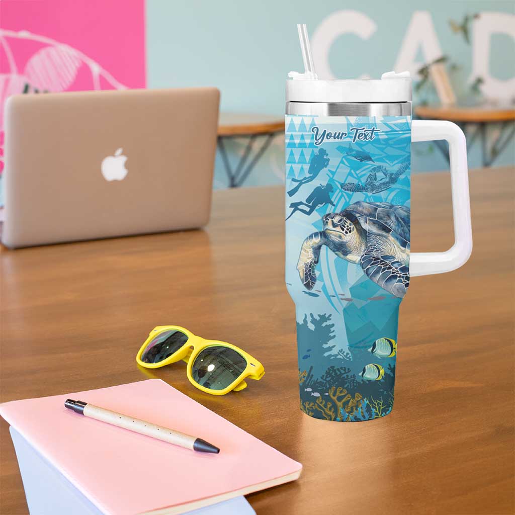 Personalized Snorkeling Hawaii Tumbler With Handle Ocean Lover Hawaiian Kakau Honu Turtle LT14 - Polynesian Pride