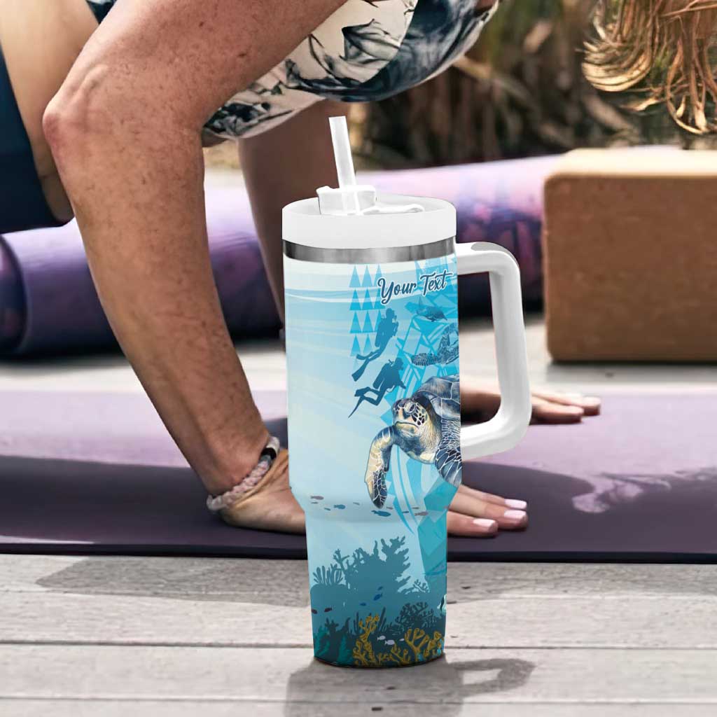 Personalized Snorkeling Hawaii Tumbler With Handle Ocean Lover Hawaiian Kakau Honu Turtle LT14 - Polynesian Pride