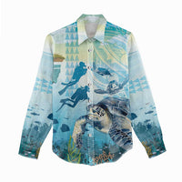 Personalized Snorkeling Hawaii Women Casual Shirt Ocean Lover Hawaiian Kakau Honu Turtle LT14 - Polynesian Pride
