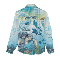 Personalized Snorkeling Hawaii Women Casual Shirt Ocean Lover Hawaiian Kakau Honu Turtle LT14 - Polynesian Pride