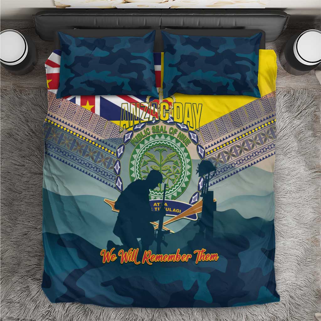 Niue ANZAC Day Bedding Set We Will Remember Them Camouflage Style LT14 Yellow - Polynesian Pride