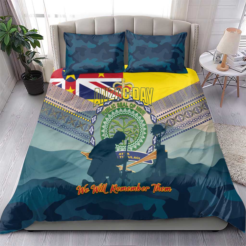 Niue ANZAC Day Bedding Set We Will Remember Them Camouflage Style LT14 - Polynesian Pride