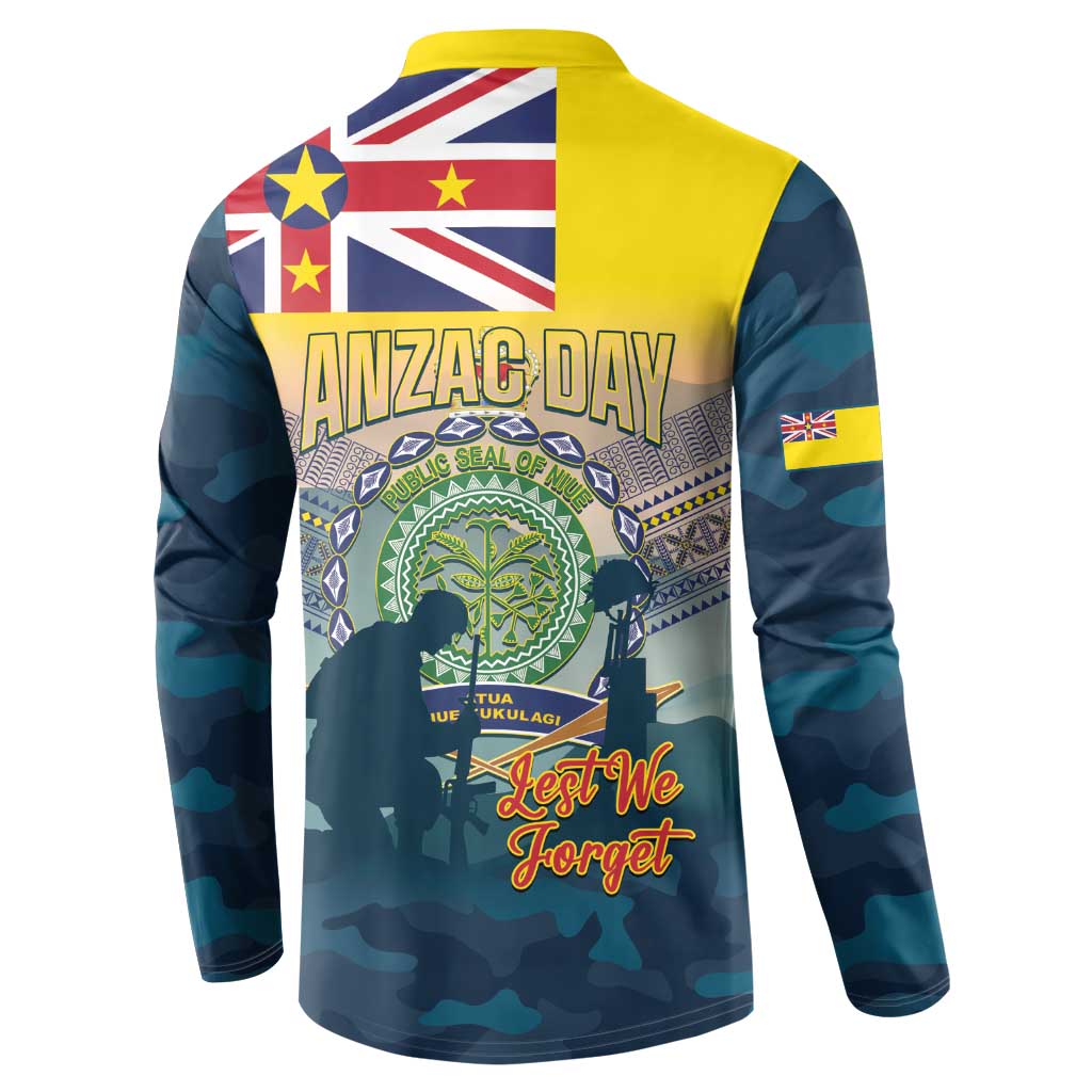 Niue ANZAC Day Button Sweatshirt We Will Remember Them Camouflage Style LT14 - Polynesian Pride