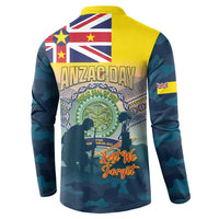 Niue ANZAC Day Button Sweatshirt We Will Remember Them Camouflage Style LT14 - Polynesian Pride