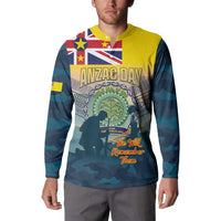 Niue ANZAC Day Button Sweatshirt We Will Remember Them Camouflage Style LT14 - Polynesian Pride