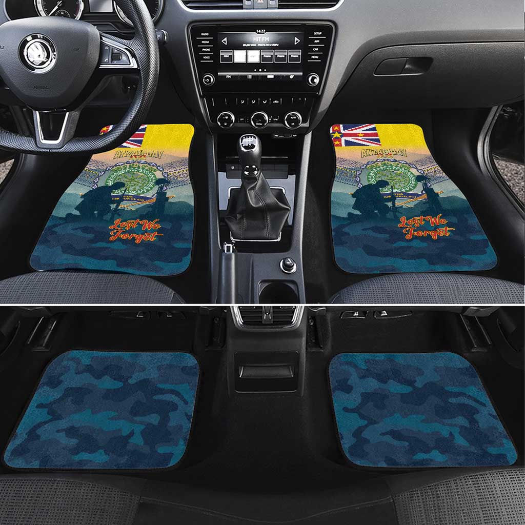 Niue ANZAC Day Car Mats We Will Remember Them Camouflage Style LT14 Set 4pcs Yellow - Polynesian Pride