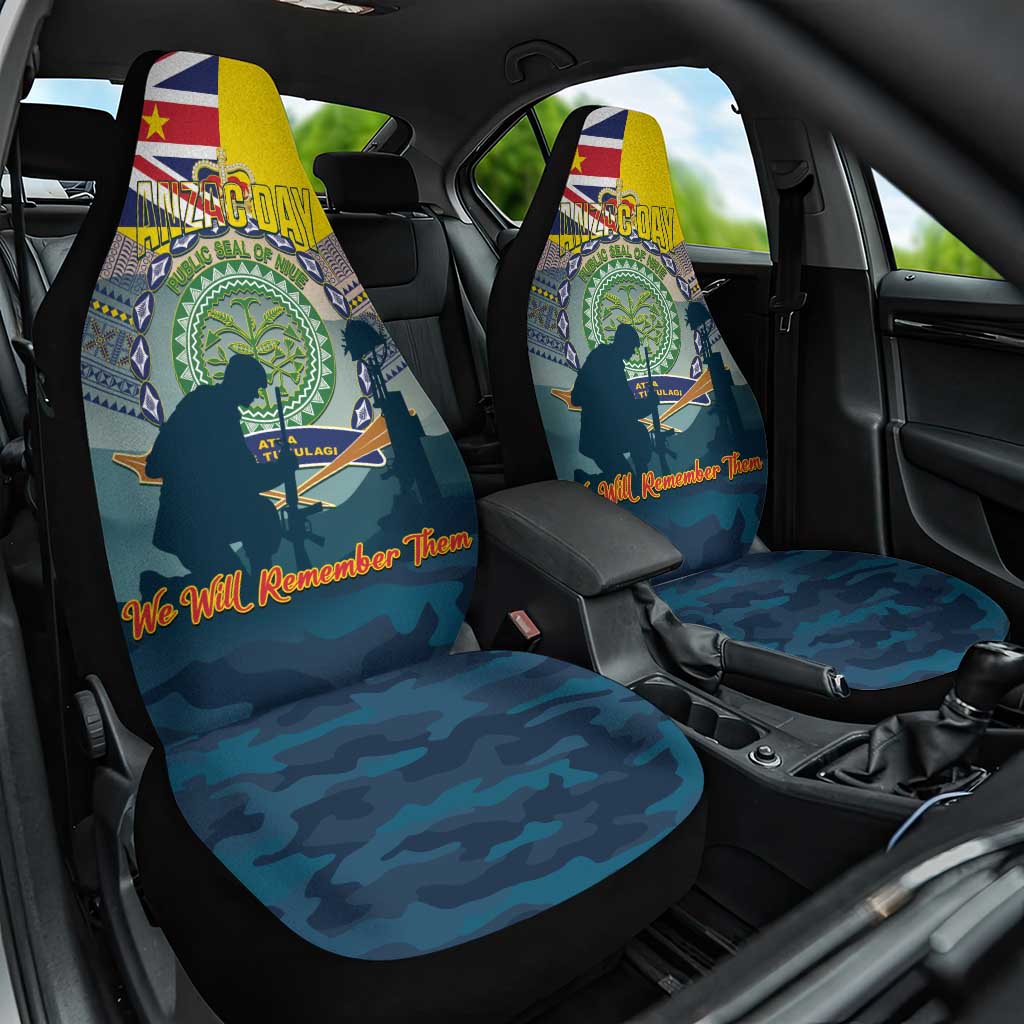 Niue ANZAC Day Car Seat Cover We Will Remember Them Camouflage Style LT14 One Size Yellow - Polynesian Pride