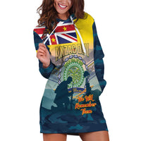 Niue ANZAC Day Hoodie Dress We Will Remember Them Camouflage Style LT14 Yellow - Polynesian Pride