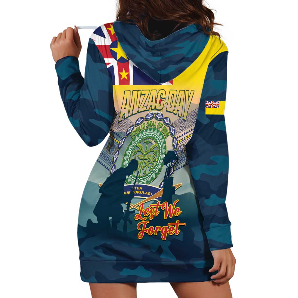 Niue ANZAC Day Hoodie Dress We Will Remember Them Camouflage Style LT14 - Polynesian Pride